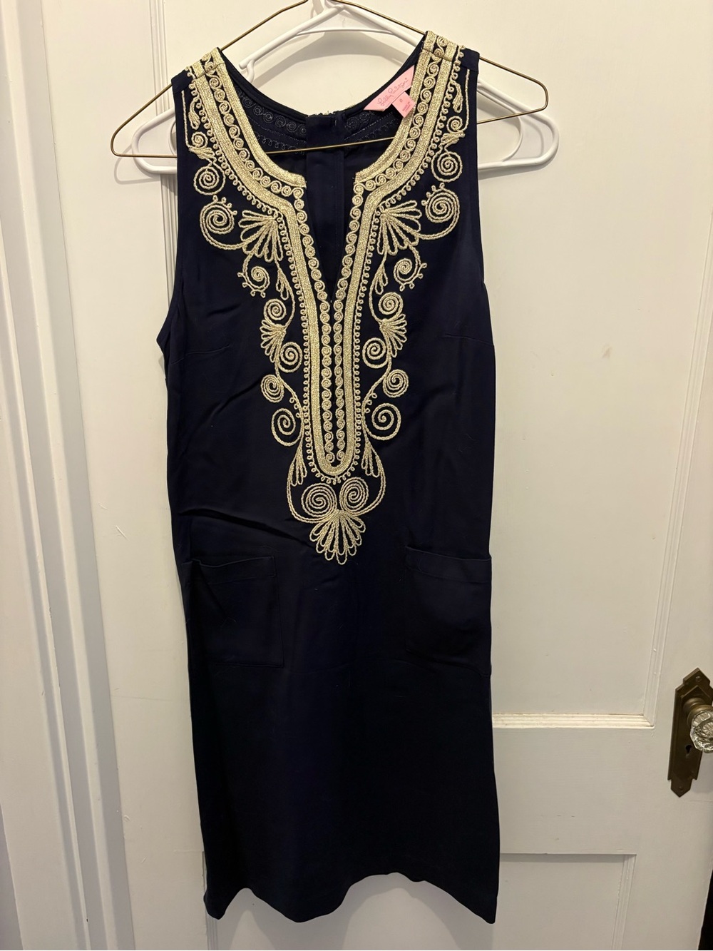 Lilly Pulitzer Navy Sleeveless Embroidered Shift Dress